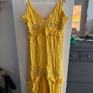 Cotton Candy LA mustard plunge maxi dress